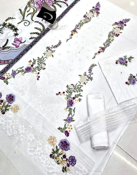 Heavy Schiffli Embroidered Lawn Dress with Digital Print Banadora Dupatta