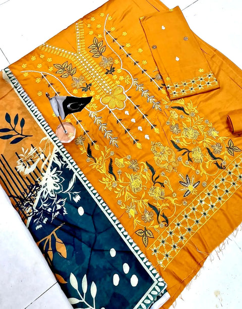 Exquisite Heavy Embroidered Linen Dress for Casual & Formal Wear