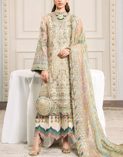 Luxurious Handwork Heavy Embroidered NET Bridal Wear Dress with Emb. Chiffon Dupatta