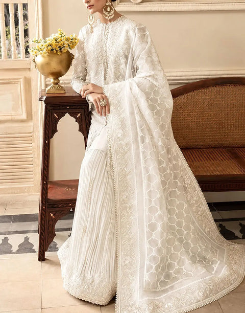 Luxurious Heavy Embroidered Organza Bridal Sharara Dress - Ideal for Nikkah & Engagement