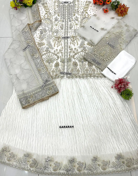 Luxurious Heavy Embroidered Organza Bridal Sharara Dress - Ideal for Nikkah & Engagement