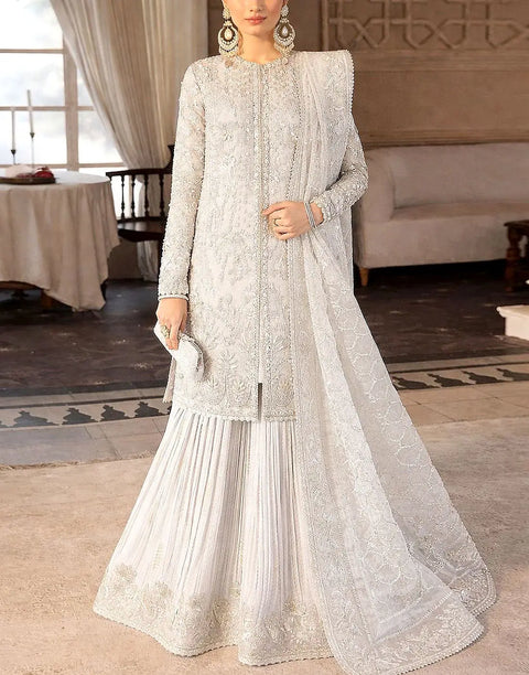 Luxurious Heavy Embroidered Organza Bridal Sharara Dress - Ideal for Nikkah & Engagement