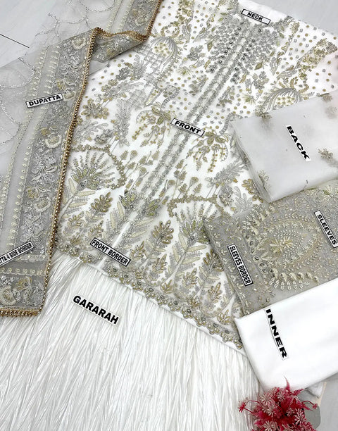 Luxurious Heavy Embroidered Organza Bridal Sharara Dress - Ideal for Nikkah & Engagement