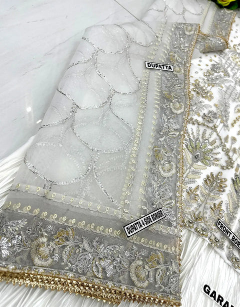 Luxurious Heavy Embroidered Organza Bridal Sharara Dress - Ideal for Nikkah & Engagement