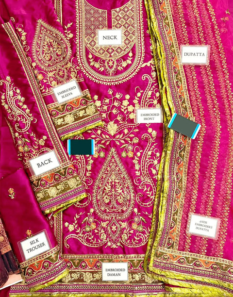Heavy Embroidered Silk Wedding Wear Dress with Embroidered NET Dupatta