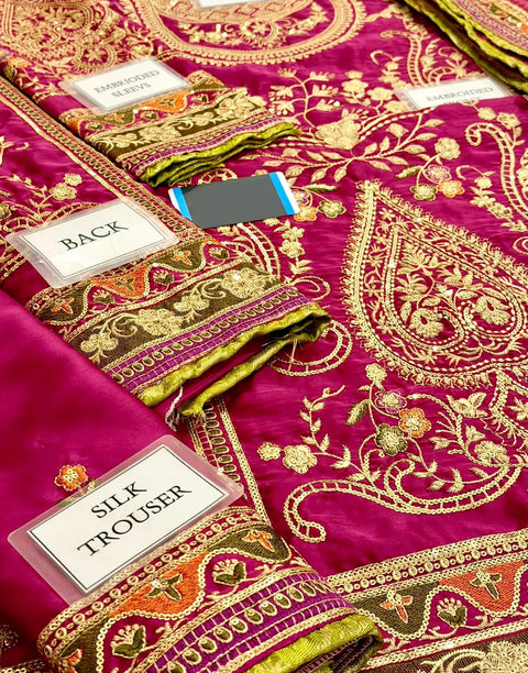 Heavy Embroidered Silk Wedding Wear Dress with Embroidered NET Dupatta