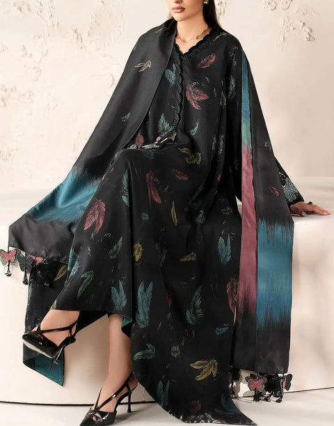 All-Over Print Embroidered Butterfly Design Lawn Dress with Emb. Chiffon Dupatta