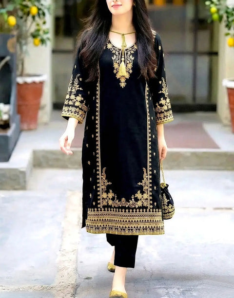 Vibrant Color 2-Piece Embroidered Lawn Dress for Girls