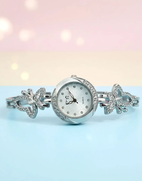 Elegant Fashion Bracelet Watch for Girls in Gold & Silver Colors