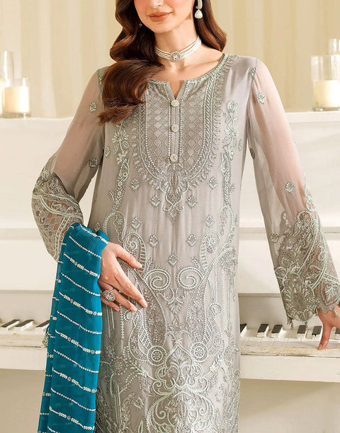 Luxury Embroidered Chiffon Party Wear Dress