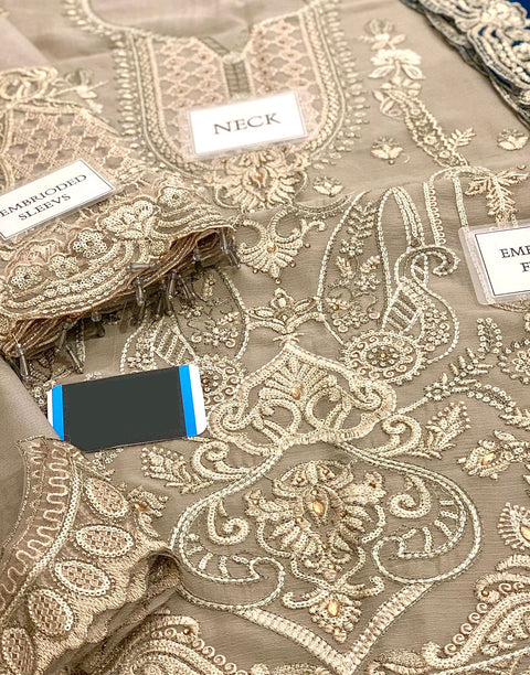 Luxury Embroidered Chiffon Party Wear Dress