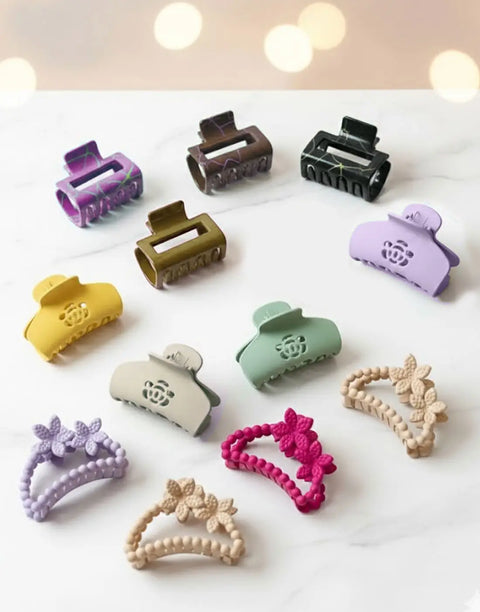 Non Slip Hair Catcher & Claw Clips for Girls & Women in Random Colors Designs