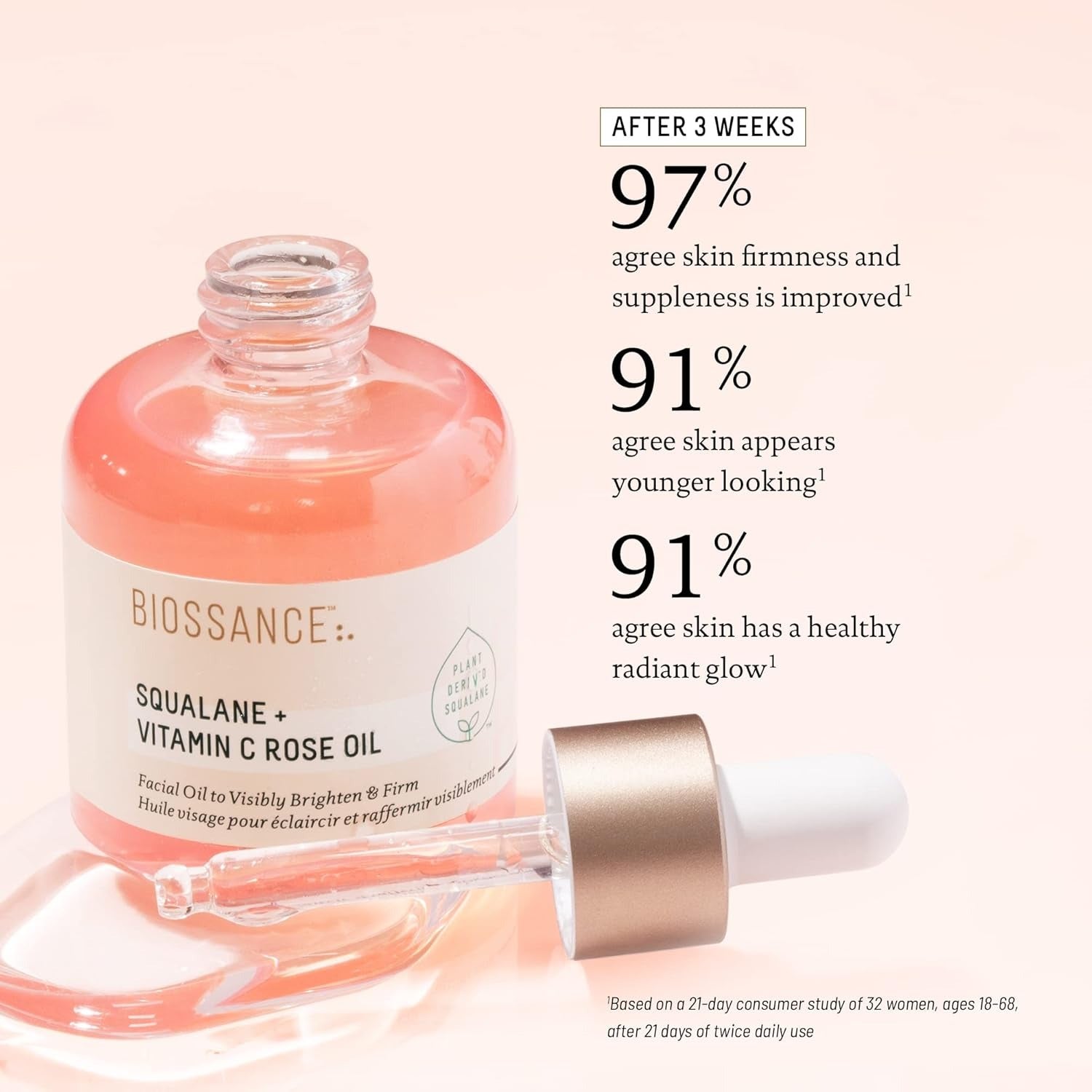 Biossance Squalane+Vitamin C Rose Oil 30ml