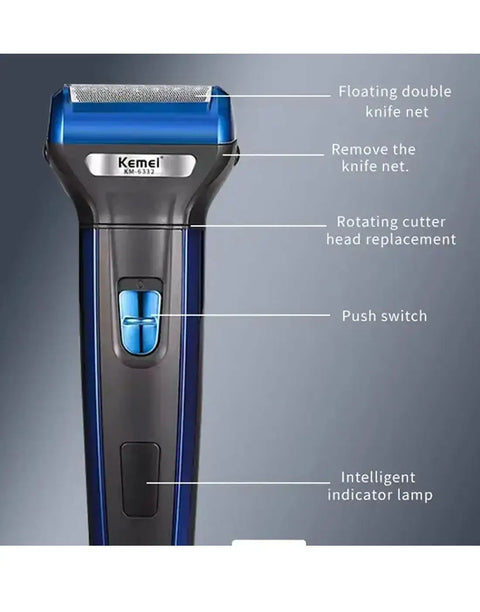 Kemei KM-6332 3-in-1 Grooming Kit - Rechargeable Trimmer for Beard, Hair & Nose Trimming
