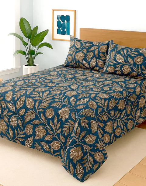 China Cotton King Size Bed Sheet Set with 2 Pillow Covers