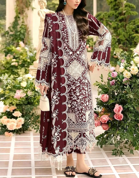 Luxurious Embroidered Cotton Lawn Dress for EID, Festive & Party Wear