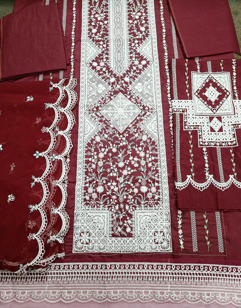 Luxurious Embroidered Cotton Lawn Dress for EID, Festive & Party Wear