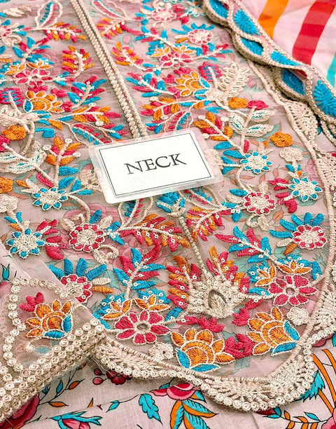 All-Over Print Embroidered Lawn Dress 2026 with Emb. Chiffon Dupatta