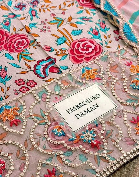 All-Over Print Embroidered Lawn Dress 2026 with Emb. Chiffon Dupatta