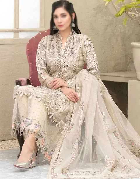 Luxury Heavy Embroidered Organza Wedding Dress with NET Dupatta