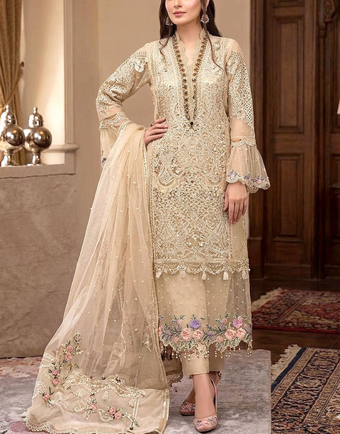 Luxury Heavy Embroidered Organza Wedding Dress with NET Dupatta