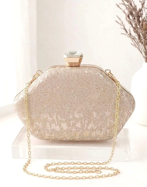 Glittering Hexagonal Shape Evening Clutch Bag for Brides & Wedding Guests