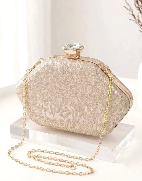 Glittering Hexagonal Shape Evening Clutch Bag for Brides & Wedding Guests