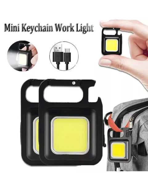 COB Rechargeable Pocket Keychain Flashlight with Bottle Opener & Magnet Base