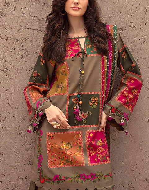 Bundle of 2 Embroidered 3-Piece Lawn Suits Wholesale