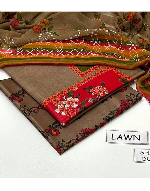 Bundle of 2 Embroidered 3-Piece Lawn Suits Wholesale