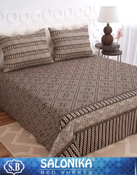 Salonika 3-Piece Mix Cotton King Size Bedsheet with Pillow Covers