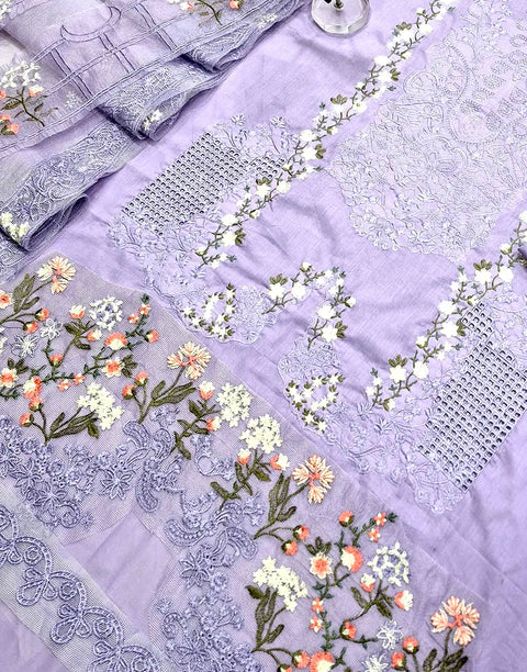 Luxury Heavy Embroidered Lawn Dress with Emb. Cotton NET Dupatta