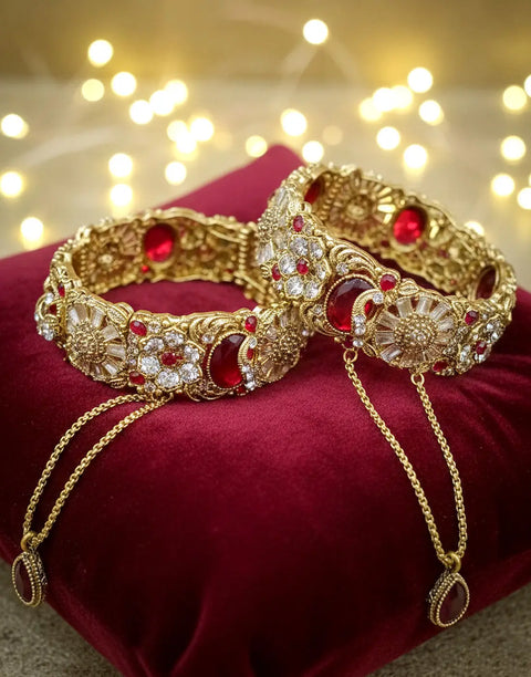 Pair of Intricate Turkish Style Kara Bangles for Girls